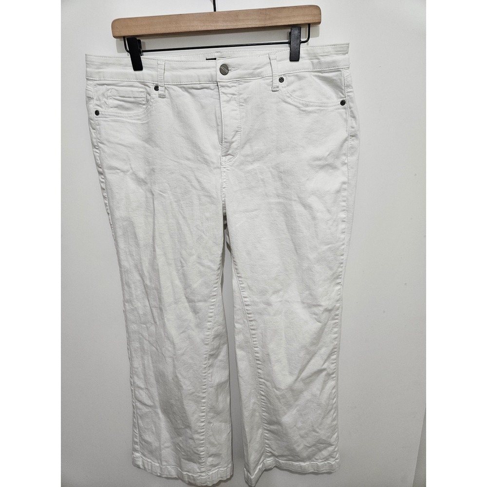 NYDJ Womens White Wide Leg Lift Tuck Technology Jeans Size 14